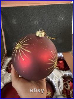 BRILLIANT BORDEAUX JUMBO ORNAMENT SET Of 6 Red And Gold Pre Owned Balsam Hill