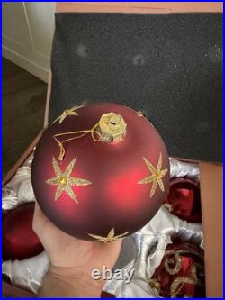 BRILLIANT BORDEAUX JUMBO ORNAMENT SET Of 6 Red And Gold Pre Owned Balsam Hill
