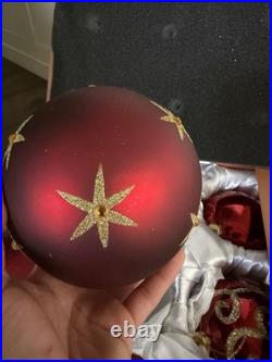 BRILLIANT BORDEAUX JUMBO ORNAMENT SET Of 6 Red And Gold Pre Owned Balsam Hill