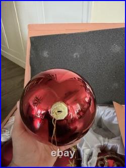 BRILLIANT BORDEAUX JUMBO ORNAMENT SET Of 6 Red And Gold Pre Owned Balsam Hill