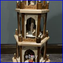 BRUBAKER Christmas Pyramid 24 Wood Nativity, 4 Tier Carousel