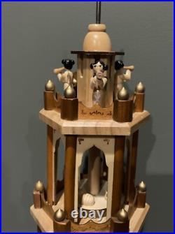 BRUBAKER Christmas Pyramid 24 Wood Nativity, 4 Tier Carousel