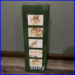 BRUBAKER Christmas Pyramid 24 Wood Nativity, 4 Tier Carousel