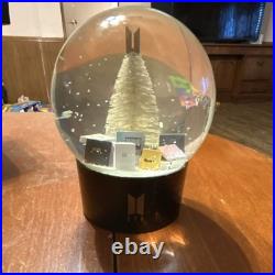 BTS Glass Snow Globe Black Base Tree Scene in BTS Logo Box Freestanding