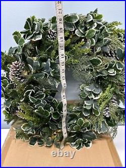Balsam Hill 28 NEWithOpen box Outdoor Woodland Evergreen Wreath Great Clear LED