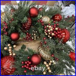 Balsam Hill 28 Outdoor Christmas Charm Wreath Prelit Clear $189 Open box