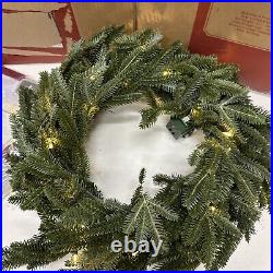 Balsam Hill 2-PACK 26 inch Fraser Fir Wreaths Clear Candlelight $239 Open Box