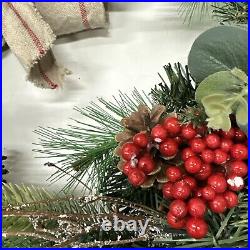 Balsam Hill 34 Farmhouse Wreath Open Clear LED Battery Operated Box distressed