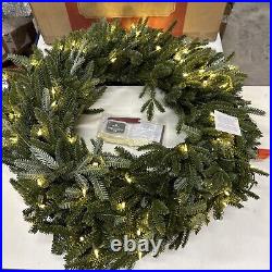 Balsam Hill 36 Wreath Candlelight LED Electric Open $349 Box Distressed/ripped