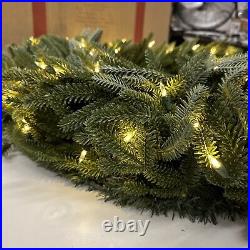 Balsam Hill 36 Wreath Candlelight LED Electric Open $349 Box Distressed/ripped