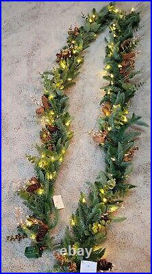 Balsam Hill 6ft Mountain Meadow Foliage Garland WithTimer Set Of 2