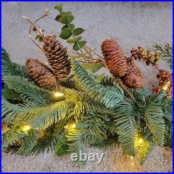Balsam Hill 6ft Mountain Meadow Foliage Garland WithTimer Set Of 2