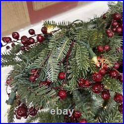 Balsam Hill Battery 6 Foot Garland Red Berry Fraser Fir Candlelight LED Ope