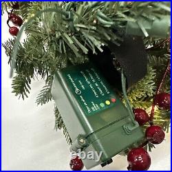 Balsam Hill Battery 6 Foot Garland Red Berry Fraser Fir Candlelight LED Ope