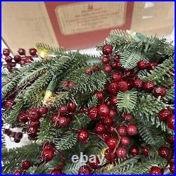 Balsam Hill Battery 6 Foot Garland Red Berry Fraser Fir Candlelight LED Ope