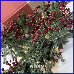 Balsam Hill Battery 6 Foot Garland Red Berry Fraser Fir Candlelight LED Ope