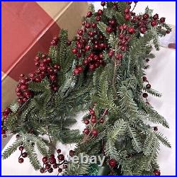 Balsam Hill Battery 6 Foot Garland Red Berry Fraser Fir Candlelight LED Ope
