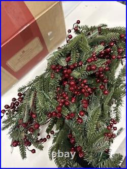 Balsam Hill Battery 6 Foot Garland Red Berry Fraser Fir Candlelight LED Ope