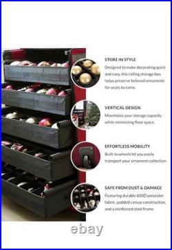 Balsam Hill Deluxe Rolling Christmas Ornament Storage Chest-120pc MSRP $399
