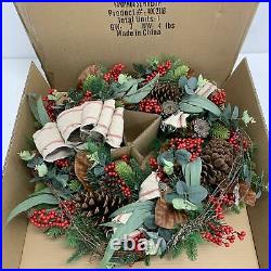 Balsam Hill Farmhouse Wreath 28 Clear LED NEWithOpen box MRSP $199