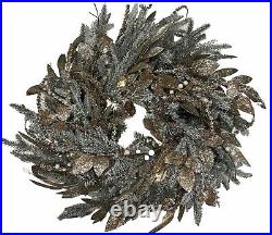 Balsam Hill Gold frosted beaded Holiday Wreath 28 $199 Half Doesn't Light up