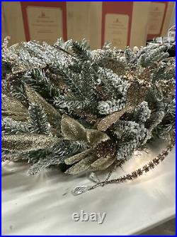 Balsam Hill Gold frosted beaded Holiday Wreath 28 $199 Half Doesn't Light up