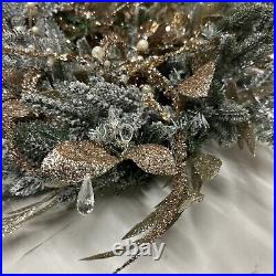 Balsam Hill Gold frosted beaded Holiday Wreath 28 $199 Half Doesn't Light up