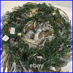 Balsam Hill Gold frosted beaded Holiday Wreath 28 $199 Half Doesn't Light up