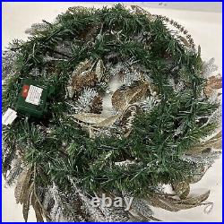 Balsam Hill Gold frosted beaded Holiday Wreath 28 $199 Half Doesn't Light up
