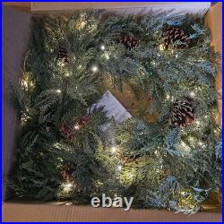 Balsam Hill OD Winter Evergreen Wreath 30in LED
