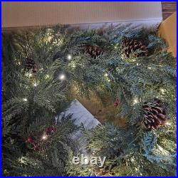 Balsam Hill OD Winter Evergreen Wreath 30in LED