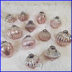 Balsam Hill Ornaments French Country Ombre Peach Silver Mercury Glass NIB