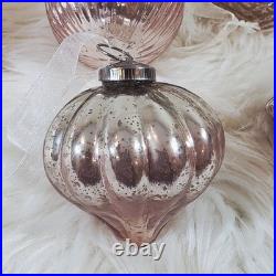 Balsam Hill Ornaments French Country Ombre Peach Silver Mercury Glass NIB