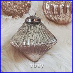 Balsam Hill Ornaments French Country Ombre Peach Silver Mercury Glass NIB
