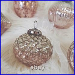 Balsam Hill Ornaments French Country Ombre Peach Silver Mercury Glass NIB