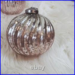 Balsam Hill Ornaments French Country Ombre Peach Silver Mercury Glass NIB