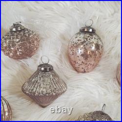 Balsam Hill Ornaments French Country Ombre Peach Silver Mercury Glass NIB