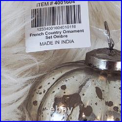 Balsam Hill Ornaments French Country Ombre Peach Silver Mercury Glass NIB