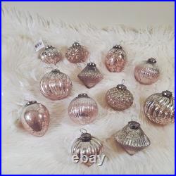 Balsam Hill Ornaments French Country Ombre Peach Silver Mercury Glass NIB