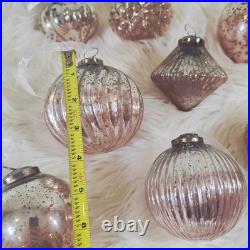Balsam Hill Ornaments French Country Ombre Peach Silver Mercury Glass NIB