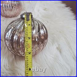 Balsam Hill Ornaments French Country Ombre Peach Silver Mercury Glass NIB
