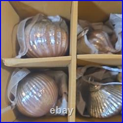 Balsam Hill Ornaments French Country Ombre Peach Silver Mercury Glass NIB