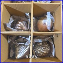 Balsam Hill Ornaments French Country Ombre Peach Silver Mercury Glass NIB