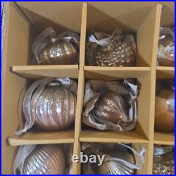 Balsam Hill Ornaments French Country Ombre Peach Silver Mercury Glass NIB