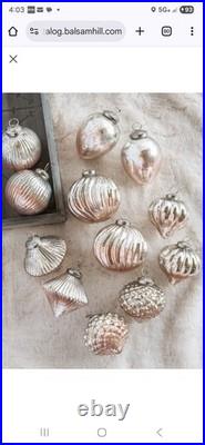 Balsam Hill Ornaments French Country Ombre Peach Silver Mercury Glass NIB