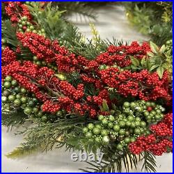 Balsam Hill Outdoor Berry Burst 28 Wreath Clear LED $179 READ LISTING White sp