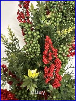 Balsam Hill Outdoor Berry Burst 28 Wreath Clear LED $179 READ LISTING White sp