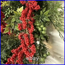 Balsam Hill Outdoor Berry Burst 28 Wreath Clear LED $179 READ LISTING White sp