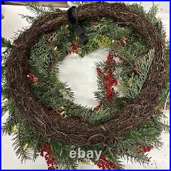 Balsam Hill Outdoor Berry Burst 28 Wreath Clear LED $179 READ LISTING White sp