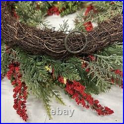 Balsam Hill Outdoor Berry Burst 28 Wreath Clear LED $179 READ LISTING White sp